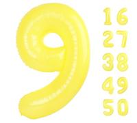 40 Inch Macaron Yellow Balloon Number 9,Jumbo Mylar Foil Helium Balloon for 9 19th 29th 39th 90th 99th Digital Balloons for Birthday Party,Wedding Anniversary Party Decorations