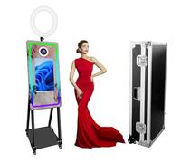 40 Inch Magic Mirror Photo Booth with Ring Light, Selfie Touch Screen Photobooth Machine for Party, Rental, Wedding, Ceremony (Black, Machine Only)