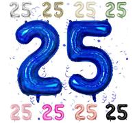 40 Inch Navy Blue 25 Number Balloons, Dark Blue 2 & 5 Foil Large Balloons,25 Big Digit Number Balloon for Boys Men 25th 52nd Birthday Anniversary Decorations Graduation Party Supplies