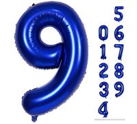 40 Inch Navy Blue Foil Balloon Number 9, Large Self Inflating Dark Blue Number Balloons 0-9 Helium Balloons Set for Boys 9th Birthday Men Anniversary Graduation Party Decoration Supplies