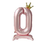 40 Inch Number 0 Balloons with Base Extra Large Big Foil Giant Jumbo Helium Mylar Number Balloon for Birthday Shower Anniversary, Pink