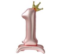 40 Inch Number 1 Balloons with Base Extra Large Big Foil Giant Jumbo Helium Mylar Number Balloon for Birthday Shower Anniversary, Pink