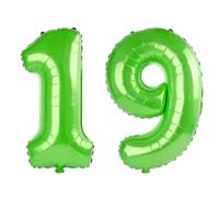 40 Inch Number 19 Balloons for 19th Birthday Party Decorations,0-100 Fruit Green Large No.19 Digital Balloons for Her Him and Daughter Son, Helium Foil Number Balloons for Wedding Anniversary