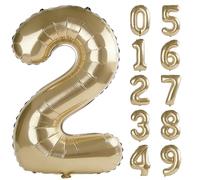 40 Inch Number 2 Balloons for 2nd Birthday Party Decorations,0-100 Champagne Gold Large No.2 Digital Balloons for Girls Boys and Daughter Son, Helium Foil Number Balloons for Wedding Anniversary