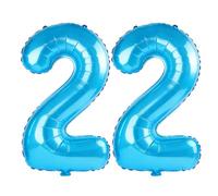 40 Inch Number 22 Balloons for 22nd Birthday Party Decorations,0-100 Jewelry Blue Large No.22 Digital Balloons for Her Him and Daughter Son, Helium Foil Number Balloons for Wedding Anniversary