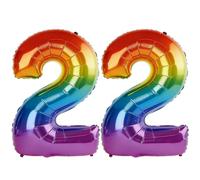 40 Inch Number 22 Balloons for 22nd Birthday Party Decorations,0-100 Rainbow Large No.22 Digital Balloons for Her Him and Daughter Son, Helium Foil Number Balloons for Wedding Anniversary