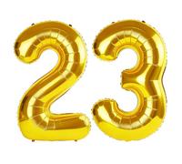 40 Inch Number 23 Balloons for 23rd Birthday Party Decorations,0-100 Gold Large No.23 Digital Balloons for Her Him and Daughter Son, Helium Foil Number Balloons for Wedding Anniversary