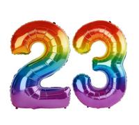 40 Inch Number 23 Balloons for 23rd Birthday Party Decorations,0-100 Rainbow Large No.23 Digital Balloons for Her Him and Daughter Son, Helium Foil Number Balloons for Wedding Anniversary