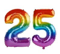 40 Inch Number 25 Balloons for 25th Birthday Party Decorations,0-100 Rainbow Large No.25 Digital Balloons for Her Him and Daughter Son, Helium Foil Number Balloons for Wedding Anniversary
