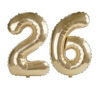 40 Inch Number 26 Balloons for 26th Birthday Party Decorations,0-100 Champagne Gold Large No.26 Digital Balloons for Women Men and Her Him, Helium Foil Number Balloons for Wedding Anniversary