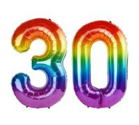 40 Inch Number 30 Balloons for 30th Birthday Party Decorations,0-100 Rainbow Large No.30 Digital Balloons for Women Men and Her Him, Helium Foil Number Balloons for Wedding Anniversary