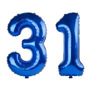 40 Inch Number 31 Balloons for 31st Birthday Party Decorations,0-100 Dark Blue Large No.31 Digital Balloons for Women Men and Her Him, Helium Foil Number Balloons for Wedding Anniversary