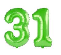 40 Inch Number 31 Balloons for 31st Birthday Party Decorations,0-100 Fruit Green Large No.31 Digital Balloons for Women Men and Her Him, Helium Foil Number Balloons for Wedding Anniversary
