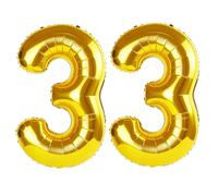 40 Inch Number 33 Balloons for 33rd Birthday Party Decorations,0-100 Gold Large No.33 Digital Balloons for Women Men and Her Him, Helium Foil Number Balloons for Wedding Anniversary