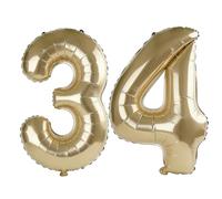 40 Inch Number 34 Balloons for 34th Birthday Party Decorations,0-100 Champagne Gold Large No.34 Digital Balloons for Women Men and Her Him, Helium Foil Number Balloons for Wedding Anniversary