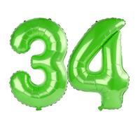 40 Inch Number 34 Balloons for 34th Birthday Party Decorations,0-100 Fruit Green Large No.34 Digital Balloons for Women Men and Her Him, Helium Foil Number Balloons for Wedding Anniversary
