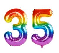 40 Inch Number 35 Balloons for 35th Birthday Party Decorations,0-100 Rainbow Large No.35 Digital Balloons for Women Men and Her Him, Helium Foil Number Balloons for Wedding Anniversary
