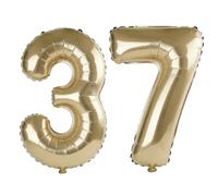 40 Inch Number 37 Balloons for 37th Birthday Party Decorations,0-100 Champagne Gold Large No.37 Digital Balloons for Women Men and Her Him, Helium Foil Number Balloons for Wedding Anniversary