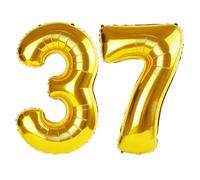 40 Inch Number 37 Balloons for 37th Birthday Party Decorations,0-100 Gold Large No.37 Digital Balloons for Women Men and Her Him, Helium Foil Number Balloons for Wedding Anniversary