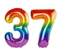 40 Inch Number 37 Balloons for 37th Birthday Party Decorations,0-100 Rainbow Large No.37 Digital Balloons for Women Men and Her Him, Helium Foil Number Balloons for Wedding Anniversary