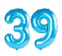 40 Inch Number 39 Balloons for 39th Birthday Party Decorations,0-100 Jewelry Blue Large No.39 Digital Balloons for Women Men and Her Him, Helium Foil Number Balloons for Wedding Anniversary