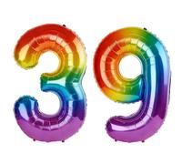 40 Inch Number 39 Balloons for 39th Birthday Party Decorations,0-100 Rainbow Large No.39 Digital Balloons for Women Men and Her Him, Helium Foil Number Balloons for Wedding Anniversary