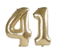40 Inch Number 41 Balloons for 41st Birthday Party Decorations,0-100 Champagne Gold Large No.41 Digital Balloons for Women Men and Her Him, Helium Foil Number Balloons for Wedding Anniversary