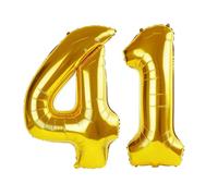40 Inch Number 41 Balloons for 41st Birthday Party Decorations,0-100 Gold Large No.41 Digital Balloons for Women Men and Her Him, Helium Foil Number Balloons for Wedding Anniversary