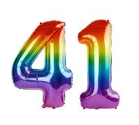 40 Inch Number 41 Balloons for 41st Birthday Party Decorations,0-100 Rainbow Large No.41 Digital Balloons for Women Men and Her Him, Helium Foil Number Balloons for Wedding Anniversary