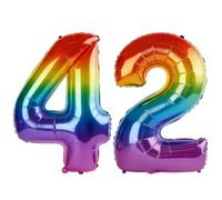 40 Inch Number 42 Balloons for 42nd Birthday Party Decorations,0-100 Rainbow Large No.42 Digital Balloons for Women Men and Her Him, Helium Foil Number Balloons for Wedding Anniversary