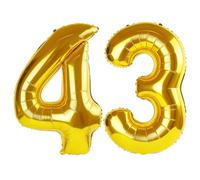 40 Inch Number 43 Balloons for 43rd Birthday Party Decorations,0-100 Gold Large No.43 Digital Balloons for Women Men and Her Him, Helium Foil Number Balloons for Wedding Anniversary