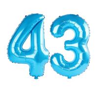 40 Inch Number 43 Balloons for 43rd Birthday Party Decorations,0-100 Jewelry Blue Large No.43 Digital Balloons for Women Men and Her Him, Helium Foil Number Balloons for Wedding Anniversary