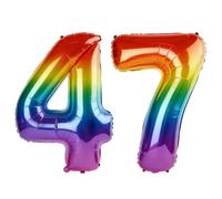 40 Inch Number 47 Balloons for 47th Birthday Party Decorations,0-100 Rainbow Large No.47 Digital Balloons for Women Men and Mother Dad, Helium Foil Number Balloons for Wedding Anniversary