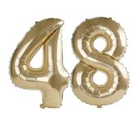 40 Inch Number 48 Balloons for 48th Birthday Party Decorations,0-100 Champagne Gold Large No.48 Digital Balloons for Women Men and Mother Dad, Helium Foil Number Balloons for Wedding Anniversary