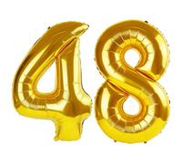 40 Inch Number 48 Balloons for 48th Birthday Party Decorations,0-100 Gold Large No.48 Digital Balloons for Women Men and Mother Dad, Helium Foil Number Balloons for Wedding Anniversary