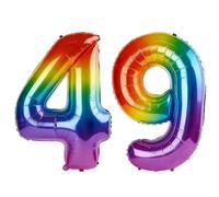 40 Inch Number 49 Balloons for 49th Birthday Party Decorations,0-100 Rainbow Large No.49 Digital Balloons for Women Men and Mother Dad, Helium Foil Number Balloons for Wedding Anniversary