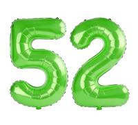 40 Inch Number 52 Balloons for 52nd Birthday Party Decorations,0-100 Fruit Green Large No.52 Digital Balloons for Women Men and Mother Dad, Helium Foil Number Balloons for Wedding Anniversary