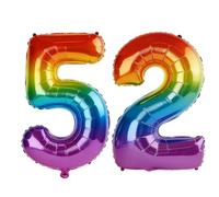 40 Inch Number 52 Balloons for 52nd Birthday Party Decorations,0-100 Rainbow Large No.52 Digital Balloons for Women Men and Mother Dad, Helium Foil Number Balloons for Wedding Anniversary