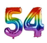 40 Inch Number 54 Balloons for 54th Birthday Party Decorations,0-100 Rainbow Large No.54 Digital Balloons for Women Men and Mother Dad, Helium Foil Number Balloons for Wedding Anniversary