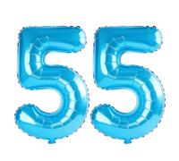 40 Inch Number 55 Balloons for 55th Birthday Party Decorations,0-100 Jewelry Blue Large No.55 Digital Balloons for Women Men and Mother Dad, Helium Foil Number Balloons for Wedding Anniversary
