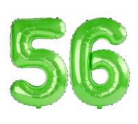 40 Inch Number 56 Balloons for 56th Birthday Party Decorations,0-100 Fruit Green Large No.56 Digital Balloons for Women Men and Mother Dad, Helium Foil Number Balloons for Wedding Anniversary
