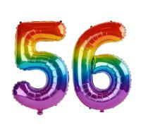 40 Inch Number 56 Balloons for 56th Birthday Party Decorations,0-100 Rainbow Large No.56 Digital Balloons for Women Men and Mother Dad, Helium Foil Number Balloons for Wedding Anniversary