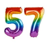 40 Inch Number 57 Balloons for 57th Birthday Party Decorations,0-100 Rainbow Large No.57 Digital Balloons for Women Men and Mother Dad, Helium Foil Number Balloons for Wedding Anniversary