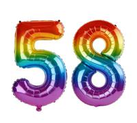 40 Inch Number 58 Balloons for 58th Birthday Party Decorations,0-100 Rainbow Large No.58 Digital Balloons for Women Men and Mother Dad, Helium Foil Number Balloons for Wedding Anniversary