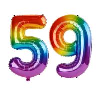 40 Inch Number 59 Balloons for 59th Birthday Party Decorations,0-100 Rainbow Large No.59 Digital Balloons for Women Men and Mother Dad, Helium Foil Number Balloons for Wedding Anniversary