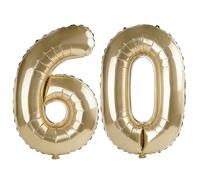 40 Inch Number 60 Balloons for 60th Birthday Party Decorations,0-100 Champagne Gold Large No.60 Digital Balloons for Women Men and Mother Dad, Helium Foil Number Balloons for Wedding Anniversary