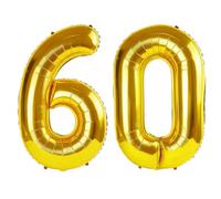 40 Inch Number 60 Balloons for 60th Birthday Party Decorations,0-100 Gold Large No.60 Digital Balloons for Women Men and Mother Dad, Helium Foil Number Balloons for Wedding Anniversary