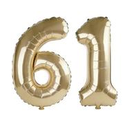 40 Inch Number 61 Balloons for 61st Birthday Party Decorations,0-100 Champagne Gold Large No.61 Digital Balloons for Women Men and Mother Dad, Helium Foil Number Balloons for Wedding Anniversary