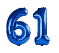 40 Inch Number 61 Balloons for 61st Birthday Party Decorations,0-100 Dark Blue Large No.61 Digital Balloons for Women Men and Mother Dad, Helium Foil Number Balloons for Wedding Anniversary