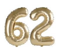 40 Inch Number 62 Balloons for 62nd Birthday Party Decorations,0-100 Champagne Gold Large No.62 Digital Balloons for Women Men and Mother Dad, Helium Foil Number Balloons for Wedding Anniversary